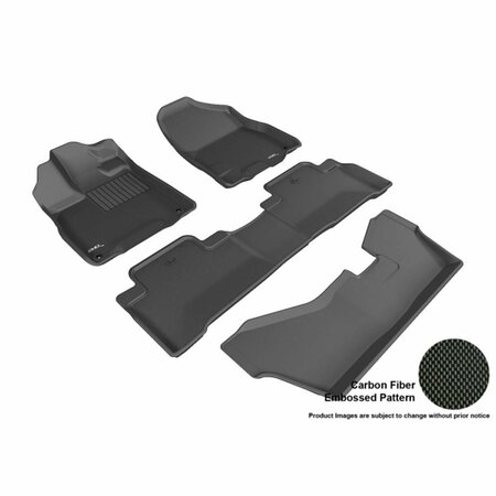 STRIKE3 3D Maxpider All 3 Row Custom Fit Kagu Black Floor Mat for 2014-2016 Acura MDX Models - Black ST3861684